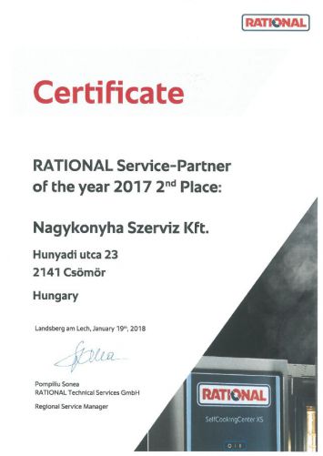 Bemutatkozás - A 2017-es évben Közép-kelet, Dél-Európában, Izraelben, és az Afrikai régióban kiírt RATIONAL Service Partner versenyben elért 2. helyezés. Bemutatkozás - A 2017-es évben Közép-kelet, Dél-Európában, Izraelben, és az Afrikai régióban kiírt RATIONAL Service Partner versenyben elért 2. helyezés.